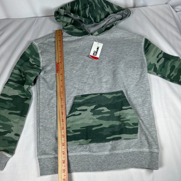 Boys Small Gray Green Camouflage Camo Hoodie Sweatshirt Warm Color-block NWT - Picture 6 of 10